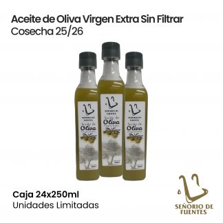 Aceite de Oliva Virgen Extra. Botella de 250 mililitros. Sin Filtrar. Nueva Campaña 25/26