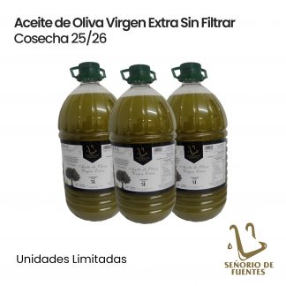 Aceite de Oliva Virgen Extra Nueva Campaña Sin Filtrar. Garrafa de 5 Litros
