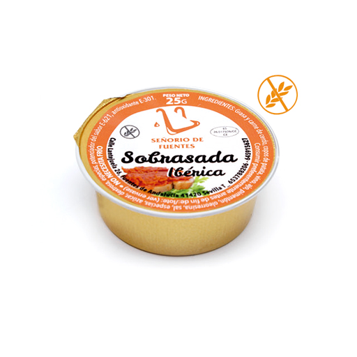 Monodosis de sobrasada en formato individual de 25 gr, pensada para hostelería o consumo personal. Caja de 30 monodosis.